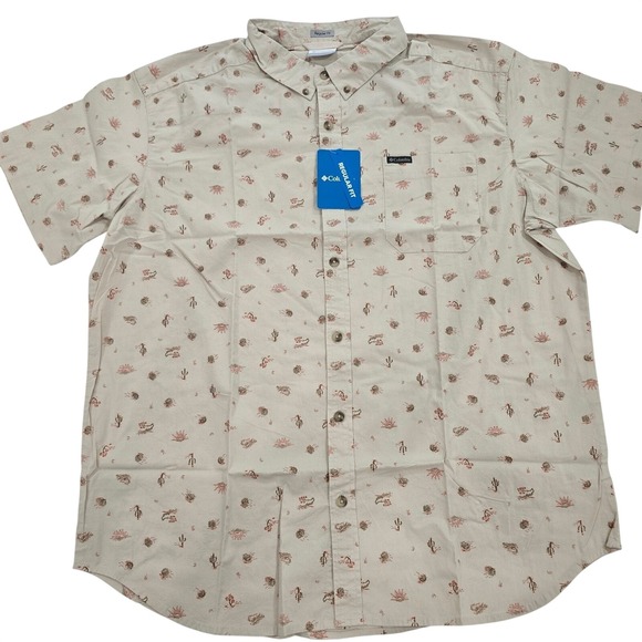 Columbia Other - Columbia Rapid Rivers Mens XL Short Sleeve Button Down Shirt Tan Cactus Print XL